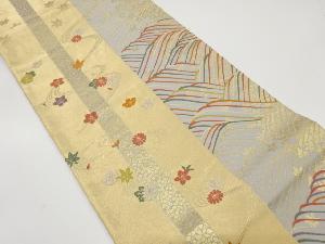 アンティーク　荒波に桜・菊・楓模様織り出し袋帯（材料）